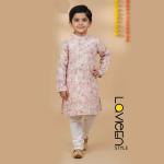 Boys pastel pink printed, modern flair and ethnic grace kurta set