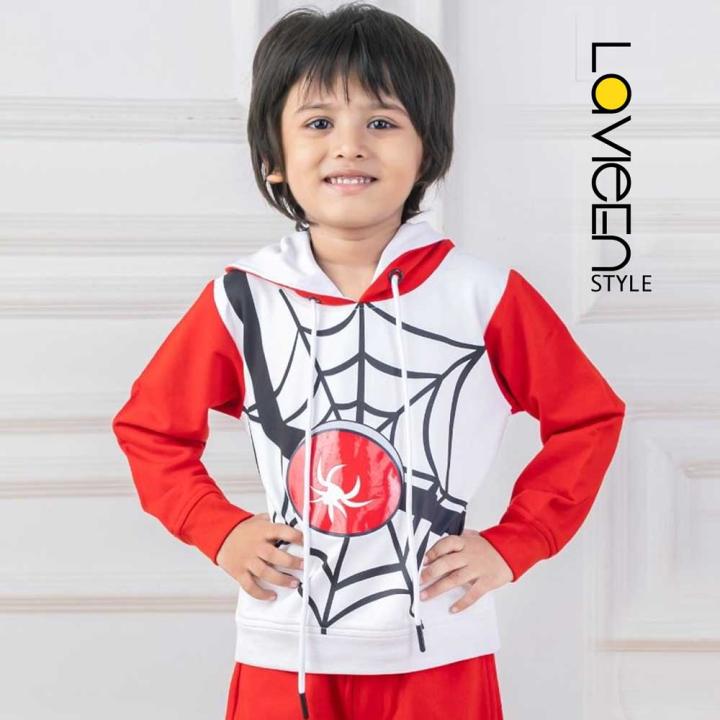 Boys Spider-Web, Red and White, Hero Edition Hoodie & Jogger Set cordset