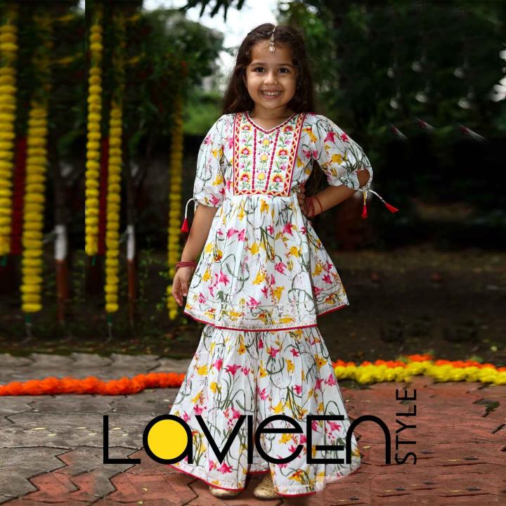 Elegant Floral Sharara Set for Little Girls