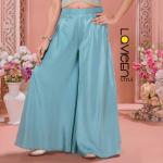 Indo-Western Sharara Set, Sky Blue, Premium Silk