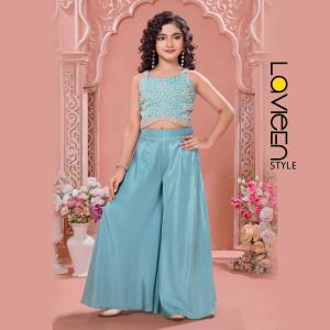 Indo-Western Sharara Set, Sky Blue, Premium Silk