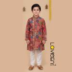 Rich patchwork-inspired design multicolor printed kurta set