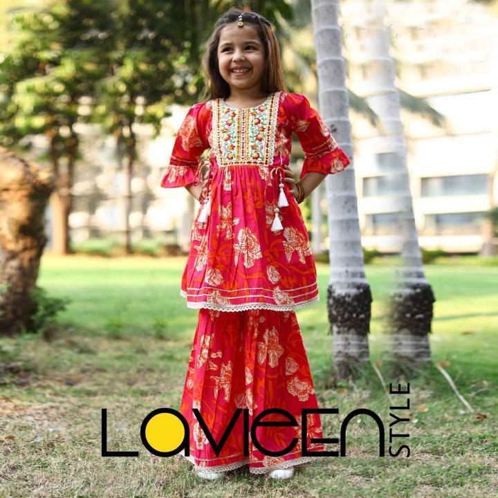 Vibrant Floral Sharara Set for Girls